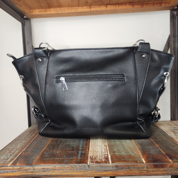 Black Rhinestone Fringe Purse With Silver Accents - Picture 3 of 4